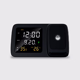 shimmer wireless charging desk clock with dual alarms & phone stand