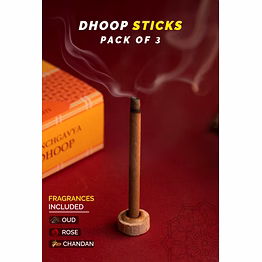 nandi panchgavya aroma therapy sticks pack (oud, rose, chandan) - set of 3