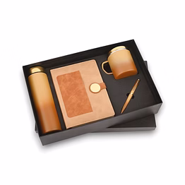 golden oak diary, pen, bottle & mug set - premium stationery collection