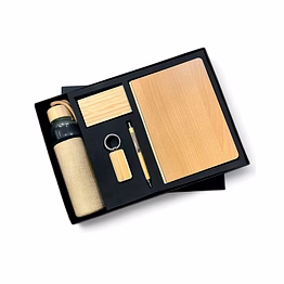 5 in 1 eco friendly combo set - sustainable jute cover bottle, cardholder, keychain, pen, and diary