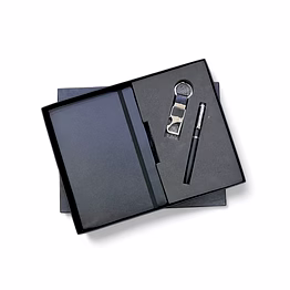 premium 3-in-1 combo set: elastic diary, hook keychain & ball pen