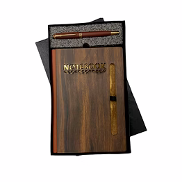 luxury wooeden 2 in 1 combo set - wooden diary with ball pen