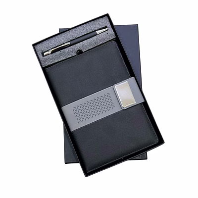 2 in 1 combo set - dual tone premium pu leather diary with ball pen