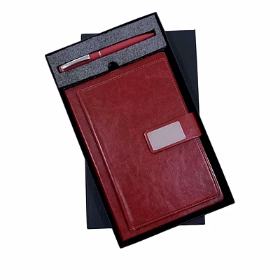 premium pu leather flap diary with ball pen - combo set