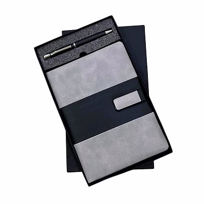 dual tone premium pu leather diary with ball pen