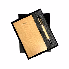 mini bamboo diary with ball pen - eco-friendly writing set