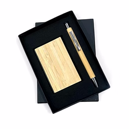 eco-friendly bamboo pen & cardholder set - sustainable office combo
