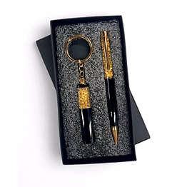 golden flakes pen and keychain combo set - luxury accessories gift set