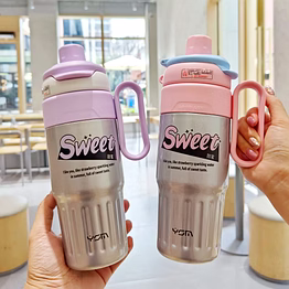 drinkware cute sweet stainless steel double wall drinking tumbler - 780ml capacity