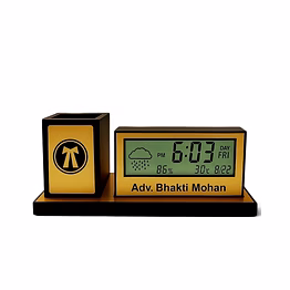 desk organizer personalized digital desk clock with pen holder & temperature display – premium corporate gift
