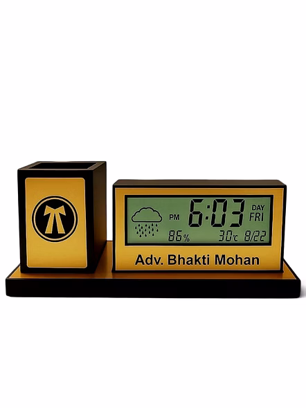 Personalized Digital Desk Clock with Pen Holder &amp; Temperature Display – Premium Corporate Gift-WD-SG546