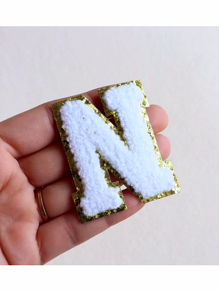 Premium Chenille Patches for DIY Projects - Fabric Embroidered-Single-White-3