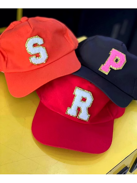 Personalized Alphabet Chenille Cap – Customize Your Style-Black-Free Size