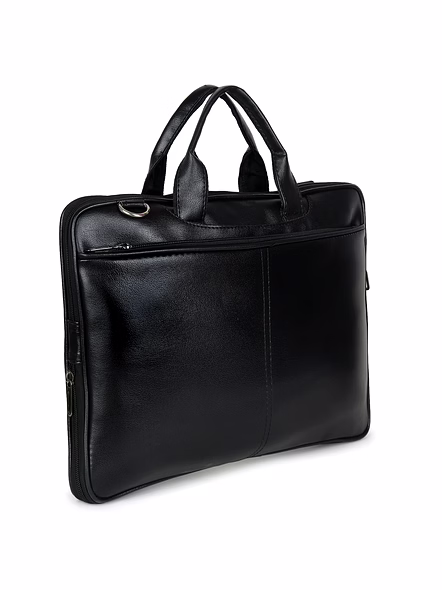 Vegan Leather Premium Laptop Bag - Sleek Design for Modern Professionals-Black