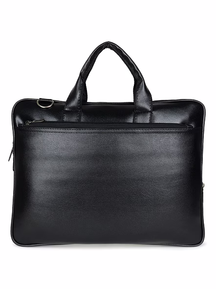 Vegan Leather Premium Laptop Bag - Sleek Design for Modern Professionals-Black-2