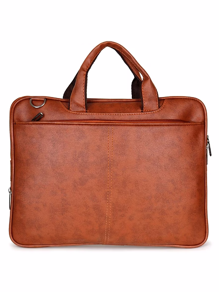 Vegan Leather Premium Laptop Bag - Sleek Design for Modern Professionals-Tan-2