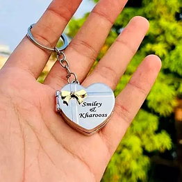 sg keychain personalized double side heart metal photo keychain - custom heart keychain