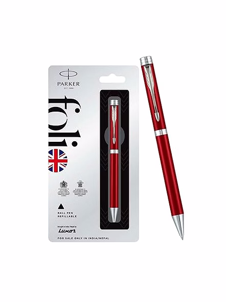 Parker Folio Standard Ball Pen with Stainless Steel Trim - Luxury Writing Accessory-Black-1