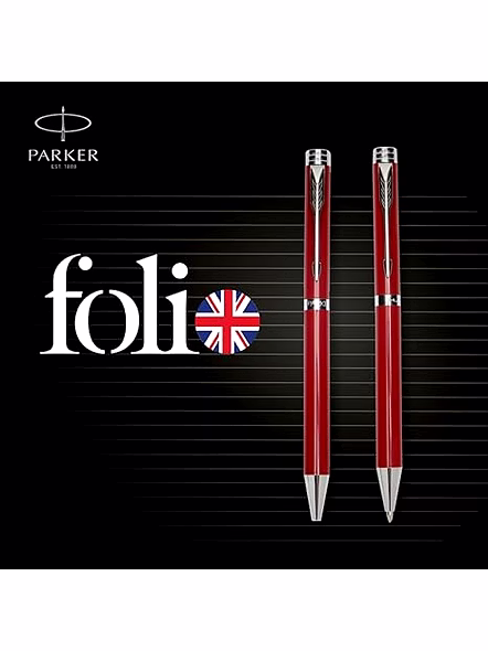 Parker Folio Standard Ball Pen with Stainless Steel Trim - Luxury Writing Accessory-Black-4