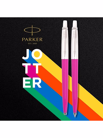 Parker Jotter Originals Ball pen With Steel Trim - Timeless Elegance and Retro Charm-Pink-3