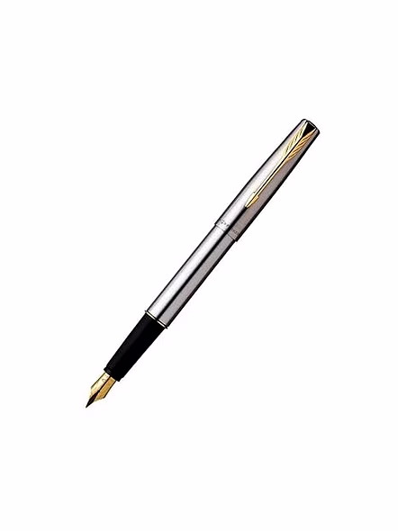 Parker Frontier Stainless Steel Gold Trim Fountain Pen,