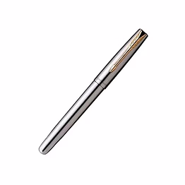 parker frontier stainless steel pen with gold trim