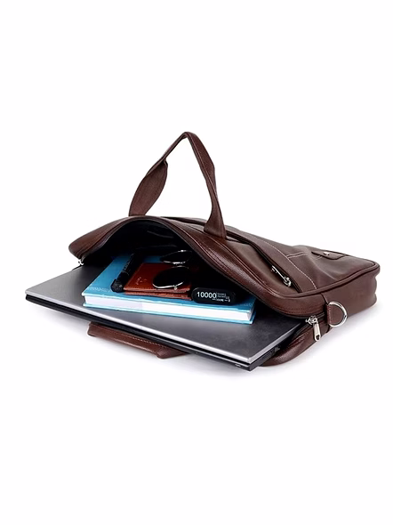 Premium Brown Leather Laptop Office Bag for Men - Executive Messenger Bag-4