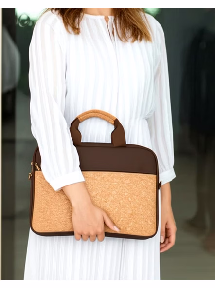 Eco-Friendly Cork Laptop Bag for Men &amp; Women | Premium Vegan Leather Office Messenger Bag-2