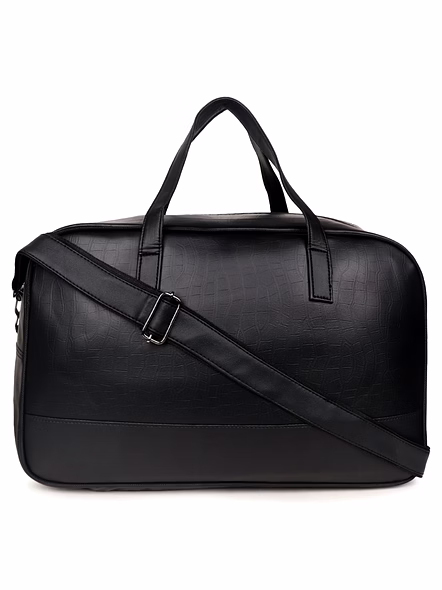 Luxury PU Leather Duffle Travel Bag - Spacious, Stylish, and Durable-Avanza-Black