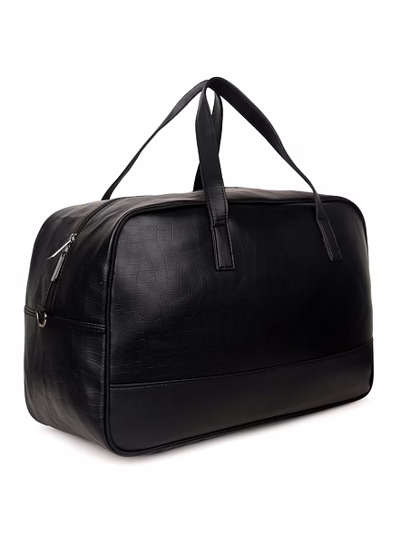 Luxury PU Leather Duffle Travel Bag - Spacious, Stylish, and Durable-Black-1