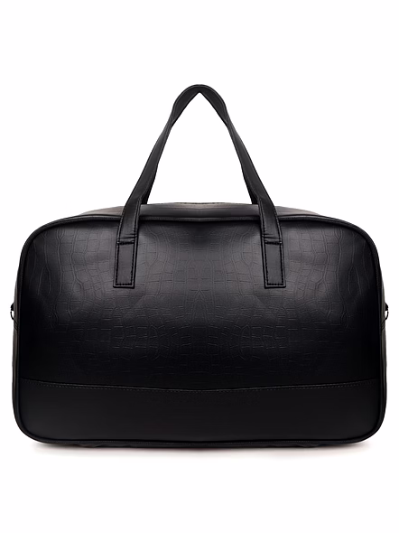 Luxury PU Leather Duffle Travel Bag - Spacious, Stylish, and Durable-Black-2