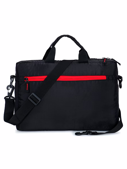 Stylish Black Laptop Messenger Bag with Vibrant Red Accent Zipper - Ideal for Work or Travel-VLB03