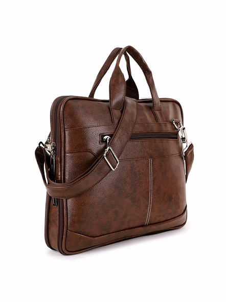 Classic Vegan Leather Laptop Briefcase and Messenger Bag - Upgrade Your Professional Style-Black-6