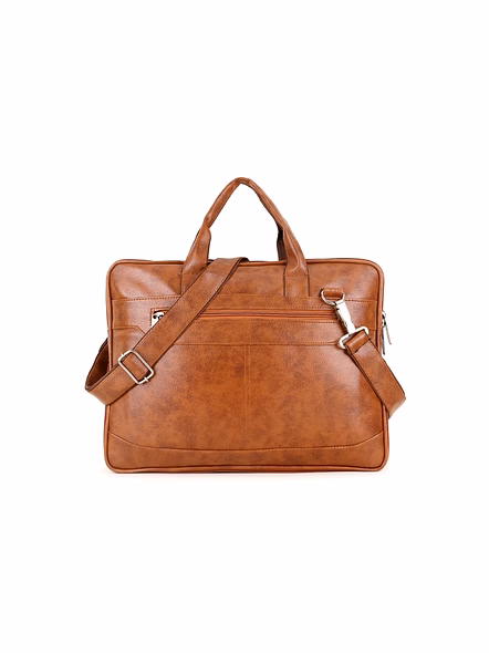 Classic Vegan Leather Laptop Briefcase and Messenger Bag - Upgrade Your Professional Style-Black-8