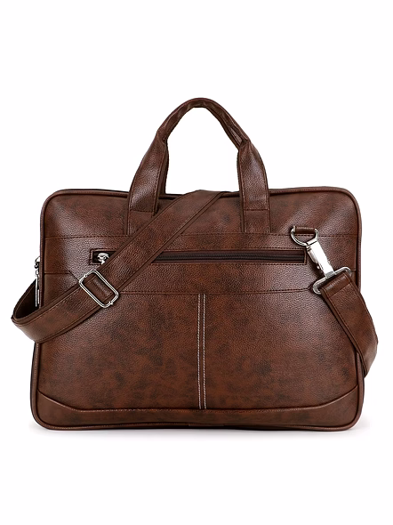 Classic Vegan Leather Laptop Briefcase and Messenger Bag - Upgrade Your Professional Style-Black-9