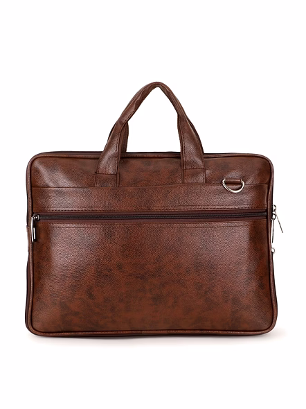 Classic Vegan Leather Laptop Briefcase and Messenger Bag - Upgrade Your Professional Style-Brown-2