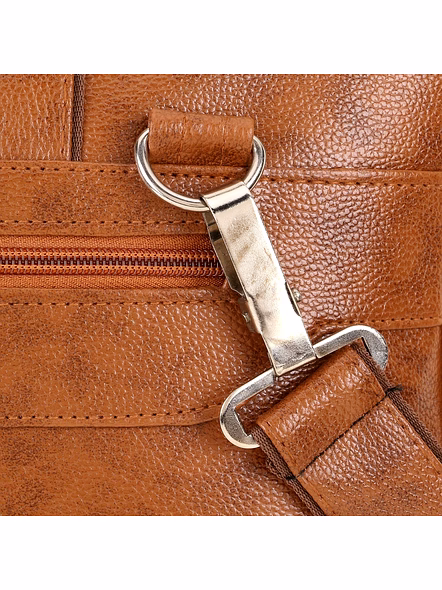 Classic Vegan Leather Laptop Briefcase and Messenger Bag - Upgrade Your Professional Style-Tan-2