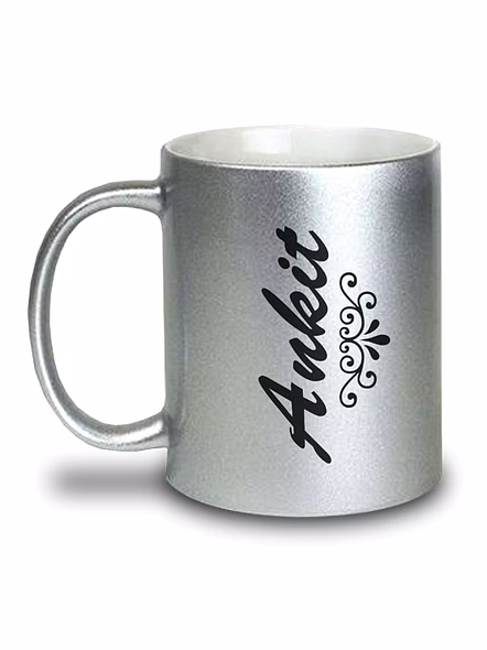 Elegant Silver Ceramic Mug with Personalized Message - 320ml-1