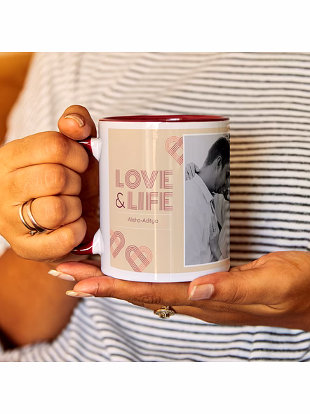 Customizable Inside Color Ceramic Mug (320ml) - Personalize with Your Logo or Image-Red-2