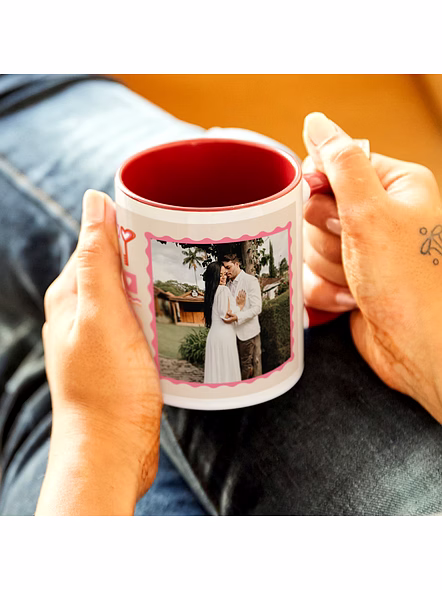 Customizable Inside Color Ceramic Mug (320ml) - Personalize with Your Logo or Image-Red-4