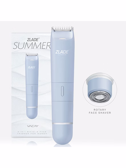 Zlade Summer Vacay | 2-in-1 Rechargeable Bikini Trimmer &amp; Face Shaver for Women-ZladeSummer