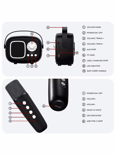 XECH RETRO JAM - Karaoke Speaker with Mic-6