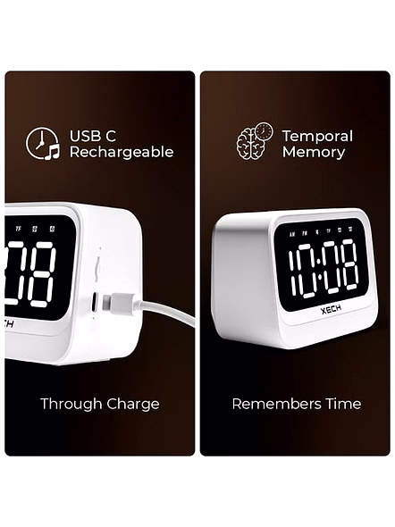 XECH Eon - Mini Clock Speaker with Auto Sync Time &amp; Dual Alarms-2