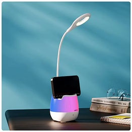 xech lumos - versatile table lamp with ambient light & smartphone holder