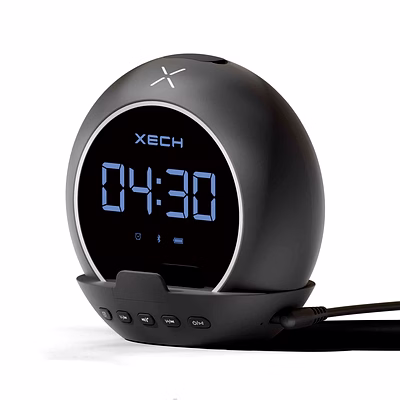 xech ellipse wireless speaker with digital clock and alarm