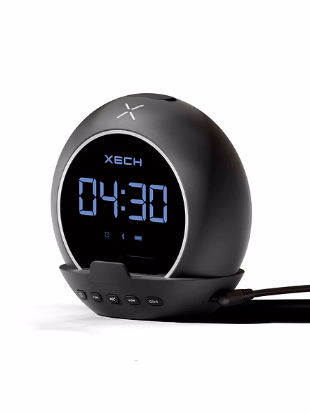 XECH Ellipse Wireless Speaker with Digital Clock and Alarm-White-1