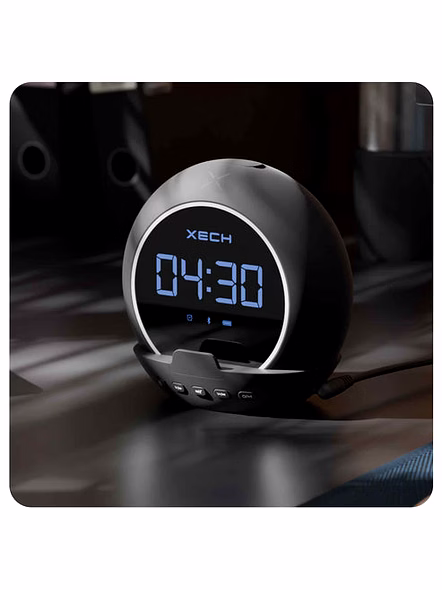XECH Ellipse Wireless Speaker with Digital Clock and Alarm-White-9