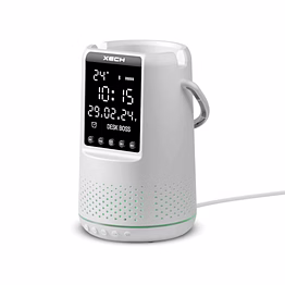 xech deskboss white edition - premium bluetooth speaker with phone holder