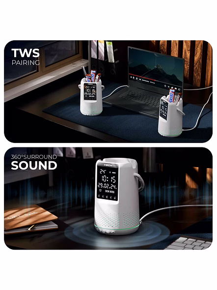 XECH Deskboss White Edition - Premium Bluetooth Speaker with Phone Holder-5