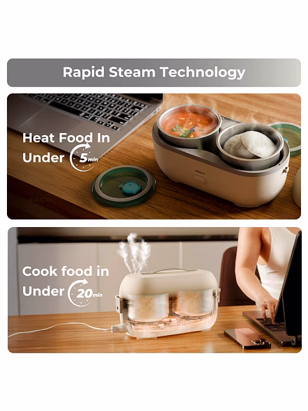 XECH Hot Box II - Electric Lunch Box with SafeSteam™ Technology-2